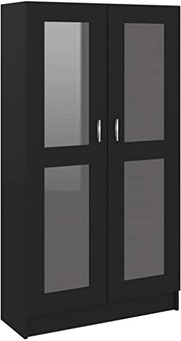 vidaXL Vitrinenschrank Schwarz 82,5x30,5x150 cm Holzwerkstoff