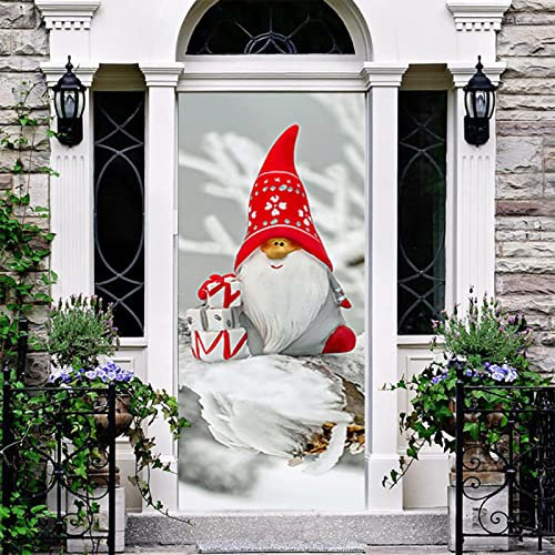 Türtapete Selbstklebend Türposter Weihnachten Kreatives Weiß 95X215Cm Fototapete 3D Effekt Türaufkleber Türfolie Poster Tapete Abnehmbar Wandtattoo Für Wohnzimmer Küche Schlafzimmer Dekoration