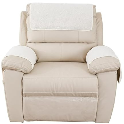 3pcs Recliner Armchair Covers Arms Headrest Cover Armchair Slipcover with 2 Sides Pockets Nonslip Washable Abrasion Furniture Protector (White)