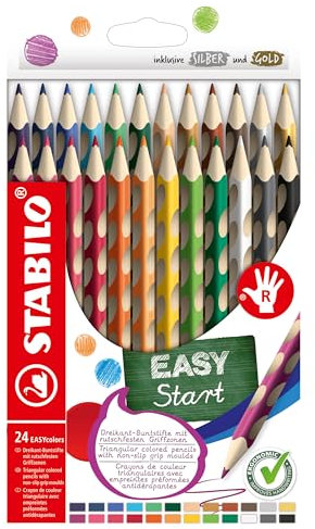 STABILO - Ergonomischer Buntstift für Rechtshänder - EASYcolors - 24er Pack - mit 24 verschiedenen Farben