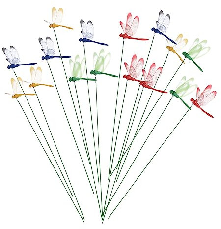BESPORTBLE 16St simulierte Libelle Animal-Design tatsächl Regenschutz Craft rostoptik gartenstecker dekostecker blumentopf kunstpflanze künstlich schmücken Requisiten Anlage Dekorationen PVC