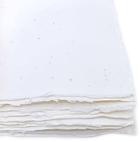 Generico Fogli A4 in Carta Piantabile Fatta a Mano, con Bordi irregolari, 21x29,7cm, 250 g/m2, Confezione da 10, per inviti, biglietti, partecipazioni, Made in Italy (Con Semi di Lavanda)