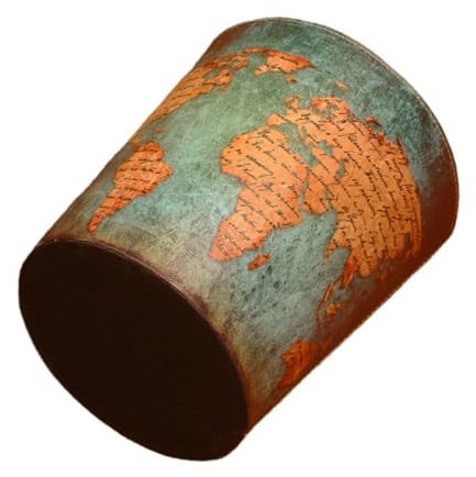 IMIKEYA Poubelle à Déchets Rétro En Cuir Pu Motif Carte, Corbeille à Papier Moyenne, Conteneur De Recyclage Sans Couvercle, Rangement Pour Maison Bureau Salle De Bain