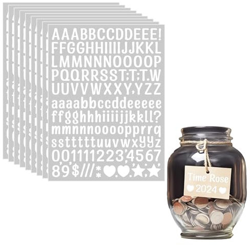 Auiremrti 10 Blatt Stücke Selbstklebende Vinyl Buchstaben Nummern Kit, 1560 Aufkleber,1/2 Inch Stickers für Schilder, Autos, Heim, Geschäft, Grußkarten,Weiß