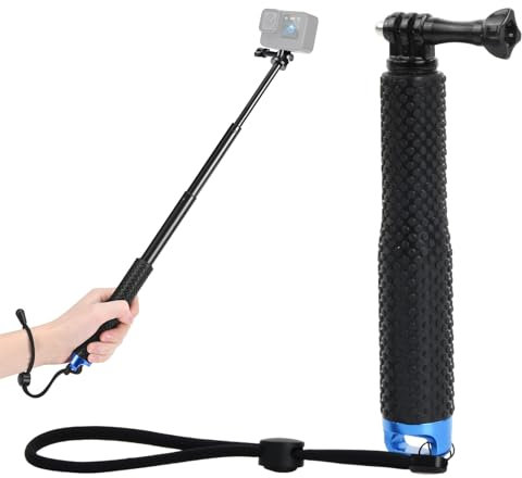 Bastone Impermeabile in Alluminio, 19–49cm Asta Impugnatura Selfie Stick, Monopiede Allungabile, Bastone Selfie Telescopico per Action Cam Hero 7/6/5/4/3/2/1, Blu