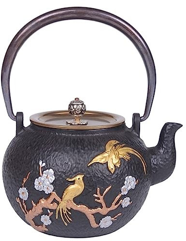 ASHSDI Tetera Marroqui Tetera De Hierro Fundido, Tetera De Hierro, Tetera De 1,2 L/1200 ML, Tetera para El Hogar Tetera Turca