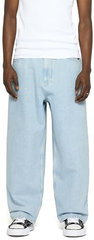 Burocs Skater Fit Jeans 90's Blue Jeans Herren 5 Pocket Style Mit YKK Reißverschluss 100% Baumwolle, Farbe:Bleached Blue, Hosengröße:W31 L32