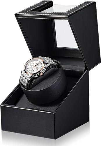 Los Gatos Uhrenbeweger 1 Uhr Automatik Uhrenbeweger: Watch Winder für Automatikuhren mit Batteriebetrieb und Netzteil oder USB - Uhrendreher Geschenk für Herren und Damen