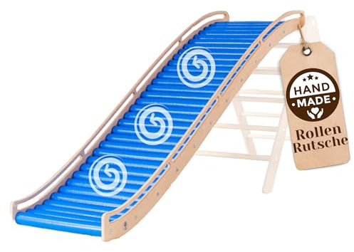 WoodsCraft Wellenrutsche: Rutsche Outdoor & Indoor Rutsche für Kletterdreieck, Sprossenwand Kinderzimmer | Kinderrutsche-Rollenrutsche: viele Sinneserfahrungen | Kinder & Baby Rutsche für den Garten