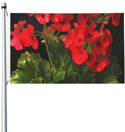 Flagge, 90 x 152 cm, Dekoration, Outdoor-Flagge, rote Geranien, Flagge, 200D, schwere Willkommensflaggen, Polyester-Banner, große Flaggen für Innen- und Außendekoration