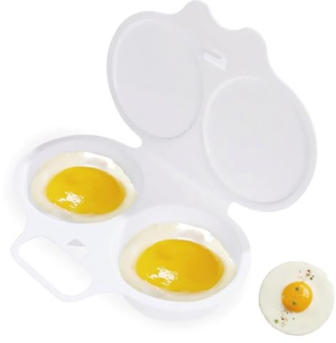 Double Egg Poacher Cups - Reusable, Professional-Grade Microwave Egg Maker, Perfect for Home Use