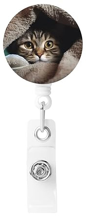 Ausziehbarer Ausweishalter mit Katzen-Motiv, aus leichtem Kunststoff, mit Schlüsselring-Clip für Ausweishalter, Krankenschwestern, Ausweis-Clips, lustige Ausweishalter, Namenskartenhalter für Büro