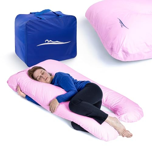 MKS sidosovkudde med överdrag | Komfortkudde (100 x 150 cm) | Sovkudde | sidosovkudde och form | Ergonomisk premium, kylande gosig kudde (bomull (standard)/rosa)