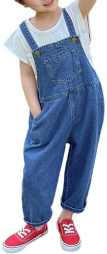 Miipat Denim overaller liten flicka jeans overall pojke pojke pojke overaller och jeansoveraller för barn 2–7 år, Mörkblå, 3-4 år
