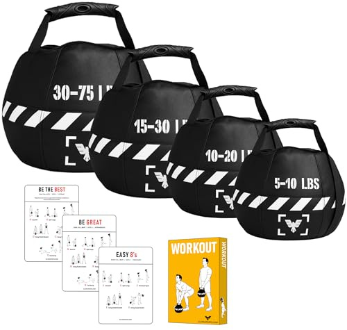 Elite Sports Kettlebell Sandbag - Heavy Duty Sand Weights Bag for Cross Training, Strength Training, Workout, Functional Fitness, Adjustable Weight, Durable Training Equipment for Home & Gym (Black, 10-20 LBS)