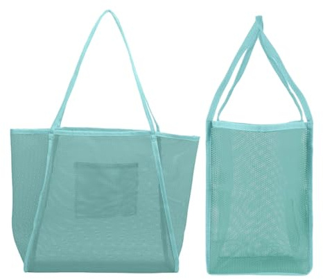 JOZMMZEOOA Mesh Beach Bag for Travel Foldable Reusable Shopping Net Bag Portable Lightweight Storage Tote for Summer for Women Beach Bag Suitable for Picnics Fitness Travel