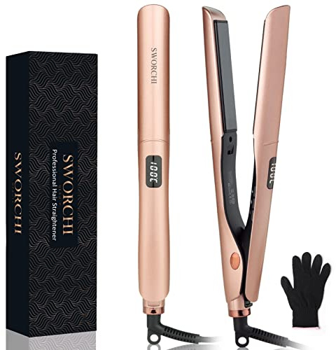 Hair Straighteners for Women 2 in 1 Curler Ceramic Plates Plates Flat Iron | Adjustable Temperature LCD Display Straightening Styling Tool for Long Short Thick