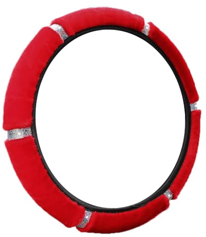 Lenkradabdeckung,Flauschiges Plüsch Lenkradschoner Universal Lenkradhülle Winter Lenkradbezug Fell Lenkrad Bezug Lenkrad Wärmer Auto Zubehör für Männer und Frauen 37-38cm,Rot