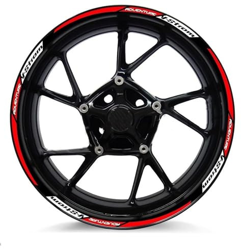 YOUZKA Felgenband Reflektierende Motorrad-Radaufkleber, Motocross-Felgenaufkleber, Zubehör Für V-Strom 250 SX Vstrom 1000 1050 XT DL 650(Rosso)