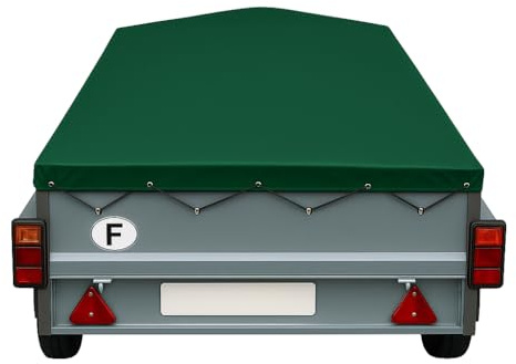 Bâche de Remorque Erde Classic 102 – 110x90x10 cm – PVC 640g/m² Étanche & Anti-UV – Housse Haute Résistance avec Oeillets et Sandow – Fabriqué en France - Plusieurs Coloris Disponible. (Vert 6005)