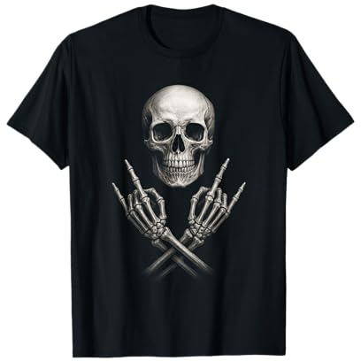 Calavera Rockera Cuernos Rock and Roll Música Heavy Camiseta