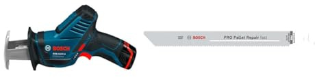 Bosch Professional 12V System Akku Säbelsäge GSA 12V-14 + 5x PRO Pallet S1022HFR Repair fast Säbelsägeblatt (für Stahl, Holz mit Nägeln, Länge 200 mm, Zubehör)
