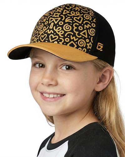 GADIEMKENSD UPF50+, Färgblock, ventilerande baseballkeps för pojkar och flickor 2–9 år, Svart och guld, 2-5 år