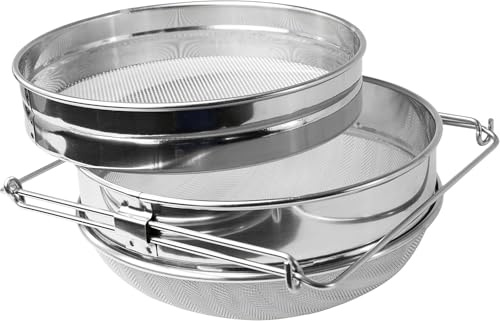 Stainless Steel Honey Strainer, Double Sieve Honey Filter Bee Keeping Equipment Filter Honey Extractor Equipment for 5 Gallon Bucket Honey
