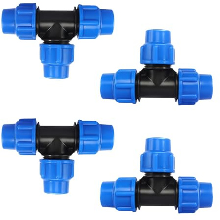 Plumbing Fittings,4 PCS 20mm MDPE Female Tee Connector T-Shaped Plastic Water Pipe Fitting for PE/MDPE Pipes Garden Hose Plumbing Adapter Pipe Connector Fittings Tap and Tank Connector