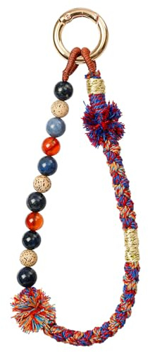 CHUQING Chaîne de téléphone portable Perles Courte Dragonne Porte clés Bracelet Dragonne universelle pour téléphone portable pour poignet Rouge et noir