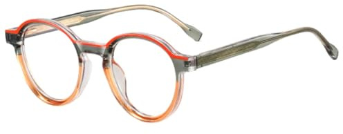 Retro ovala dambågar med dubbelfärgade glasögon, herrbågar med solglasögon (orange grönt te)