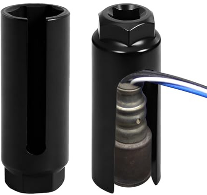 Sauerstoffsensor Stecknuss, Lambdasonden Schlüssel 1/2 Nuss mit Breitem Seitenausschnitt, Lambdasonden Schlüssel 22mm Lambdasonde Werkzeug Set zur Vermeidung von Schäden an Drähten