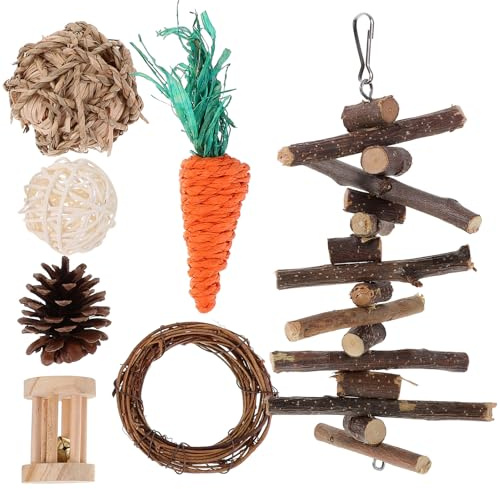 Toyvian Hamsterspielzeug Satz Kauspielzeug Und Rattan Natürliches Katzengras Spielzeug Für Hamster Mäuse Rennmäuse Und Kleintiere Käfigzubehör Zur Beschäftigung