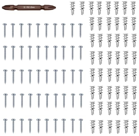 Schnellbauschrauben, robuste Nägel mit 50 Befestigungselementen, Metall-Holzschrauben, für Trockenbau, Hohlwandplatte, Badezimmer, Küche, Fotorahmen, Kunstdekor