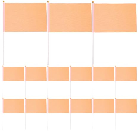 SHINEOFI 50 Mini Banderas Pequeñas Palo de Poliéster Naranja 14X21 CM para Decoración de Fiestas Desfiles y Eventos al Aire Libre Banderines Coloridos para Manualidades y Señalización
