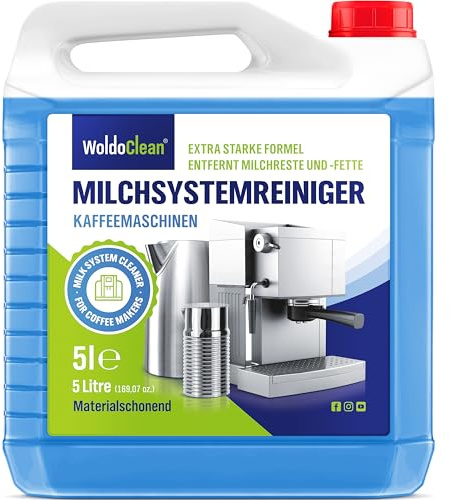 WoldoClean mjölksystemrengöring 5 l koncentrat – rengöringsmedel för mjölkskum till helautomatiska kaffemaskiner, kompatibelt med Jura, DeLonghi, Siemens, Melitta