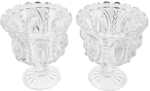 jojofuny Lot de 2 Coupes à Dessert en Verre Transparent Gaufré 250 Ml Résistantes à la Chaleur pour Glaces et Fruits Frais Bol Élégant pour Table Raffinée et Occasions Spéciales