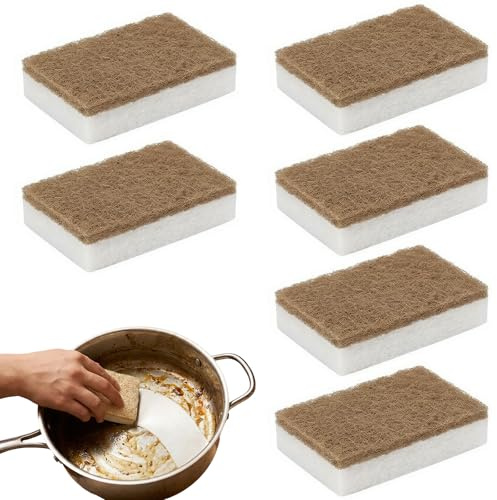 6 Piezas Lufa Natural Cocina, Esponja de Cocina Natural Biodegradable | 11 × 7cm Esponjas Naturales Lavar Platos, Esponjas Naturales a Base de Plantas, para el Hogar, Cocina, Baño, Autos, Vidrio