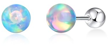 Kerraom G23 Titan Ohrringe Opal Damen – Medizinische Hypoallergene Ohrstecker Nickelfrei, Titanium Helix Tragus Piercing mit Schraubverschluss, Mädchen Geschenk