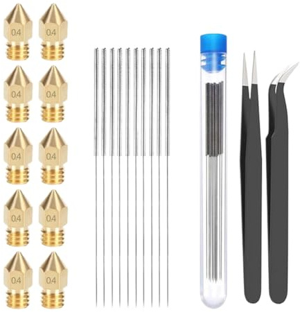 UYvtHMHMC 27 22 Piezas CR10 Mk8 Kit de Limpieza de boquillas DIY ESD 15 12 Pinzas 0 4 mm 1 75 mm Aguja de Limpieza de Acero Inoxidable Piezas de Impresora compatibles con impresoras(Blue)