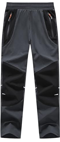 Buyboxs Wanderhose Kinder Sommer Wasserdicht Outdoorhose Jungen Arbeitshose Mädchen Trekkinghose mit Gummibund, Dunkelgrau XL (152-158)
