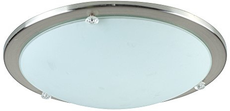 MiniSun | Modern Bezel Chrome and Frosted Opal White Glass Ceiling Light Fitting | Close-to-Ceiling Lights, Home Décor & Improvement Essential | Includes 4W LED Bulb [3000K Warm White] | Mains Wired