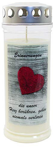 Grabkerze - Gedenkkerze - Grablicht Motiv Herz Dauerbrenner 7 Tage