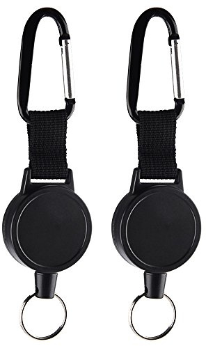 Kuuqa 2 pcs Schlüssel Heavy-duty Schlüsselanhänger Schlüsselband Ausziehbar Schlüsselkette Ausweis JoJo Retractable Schlüsselrolle ID Abzeichen Halter mit 65 cm / 25 Zoll Stahldrahtseil