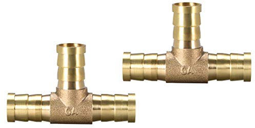 sourcing map 12mm or 1/2 ID Brass Barb Splicer Fitting,T-Shaped 3 Ways,Barb Hose Fitting Air Gas Water Fuel,Barbed Tee Connector,2pcs