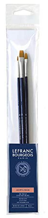 Lefranc Bourgeois Pennello da Pittura, Set Misto, Rotondo n. 4, Piatto n. 8, Filbert n. 4. Manico Lungo, 3Pinsel(Rd Nr.4/Flach Nr.8/Filb.Nr.4)-langer Stiel