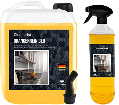 5+1 Liter Orangenreiniger Konzentrat inkl Ausgießer I Reinigungsmittel I Universalreiniger I Glasreiniger I WC-Reiniger I Badreiniger I Küchenreiniger für Haushalt und Industrie