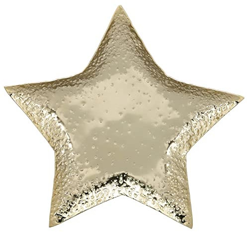 Exner Dekoschale 'Stern' - weihnachtliches Dekotablett aus Metall Gold Champagner 31 cm edle Weihanchts-Dekoration