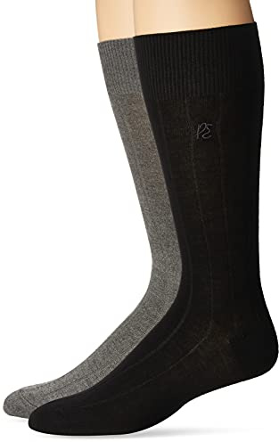 Perry Ellis Men's Portfolio Superior Soft Luxury Socks, 3-Pack, Rib Texture New Dark AST, One Size