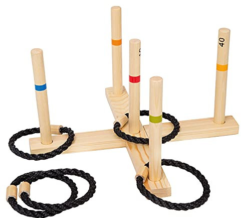 NET TOYS Originelles Wurfspiel im Freien - Bunt 37x37x18cm - Vielseitiges Kinder-Gartenspielzeug Geschicklichkeitsspiel Ringe werfen - Ideal für Outdoor & Garten